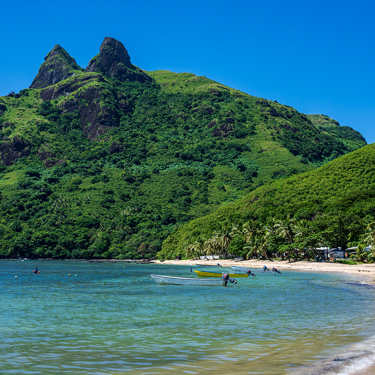 Fiji beach and mountain