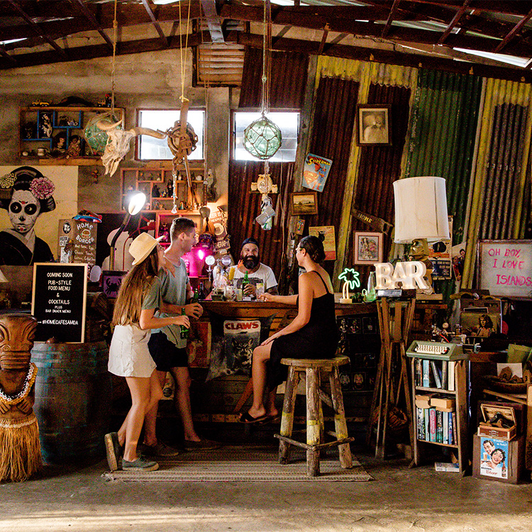 Samoa group socialising at bar